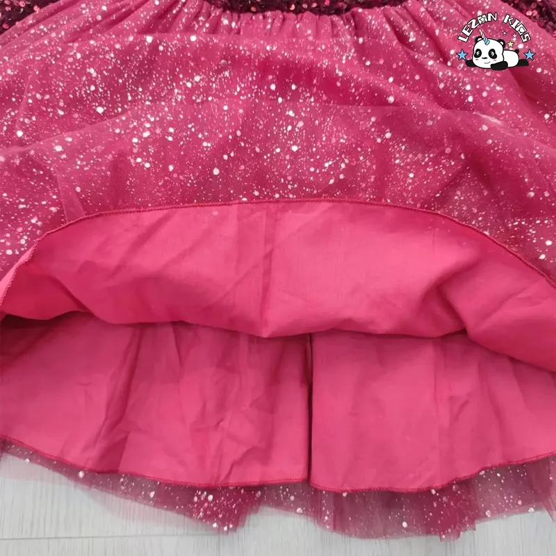 LEZONKIDS - Novo vestido de Natal para menina, vestido de princesa para festa, vestido de manga longa com lantejoulas para aniversário